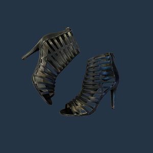 Black Le Chateau Strappy Netted Stiletto High Heel Shoes - Size 8